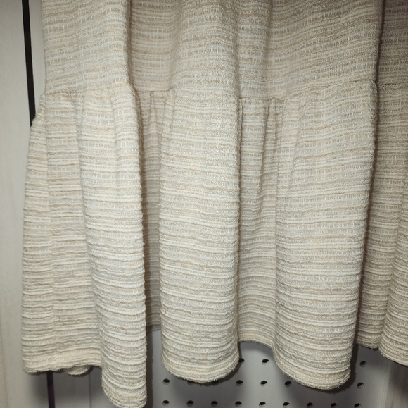 See You Monday Cream Beige Mini Dress Short Sleeve Tie Neck Large - Picture 7 of 9